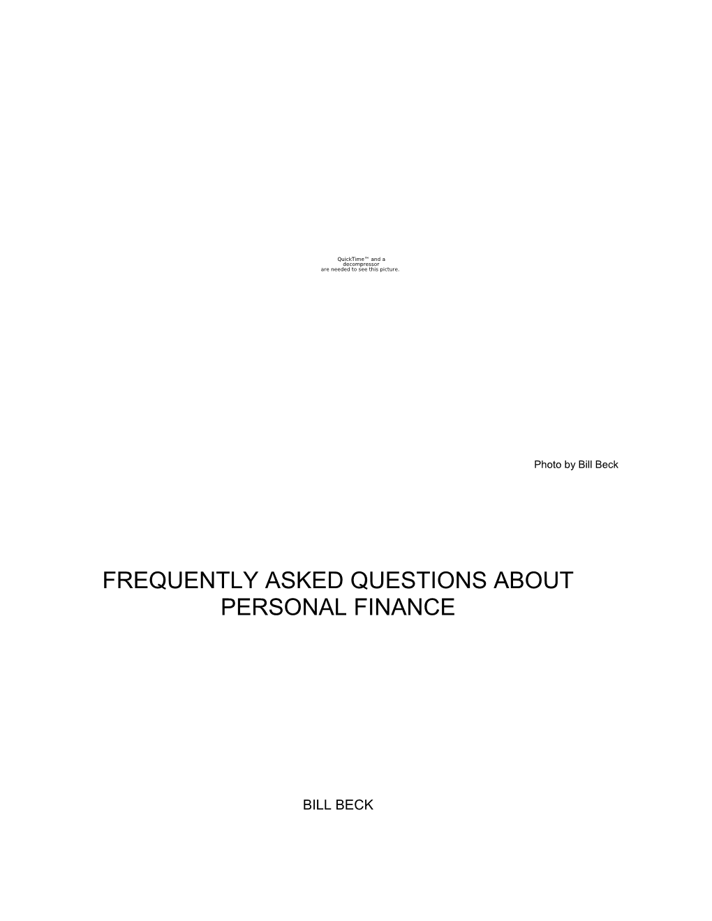 Frequently Asked Questions About Personal Finance