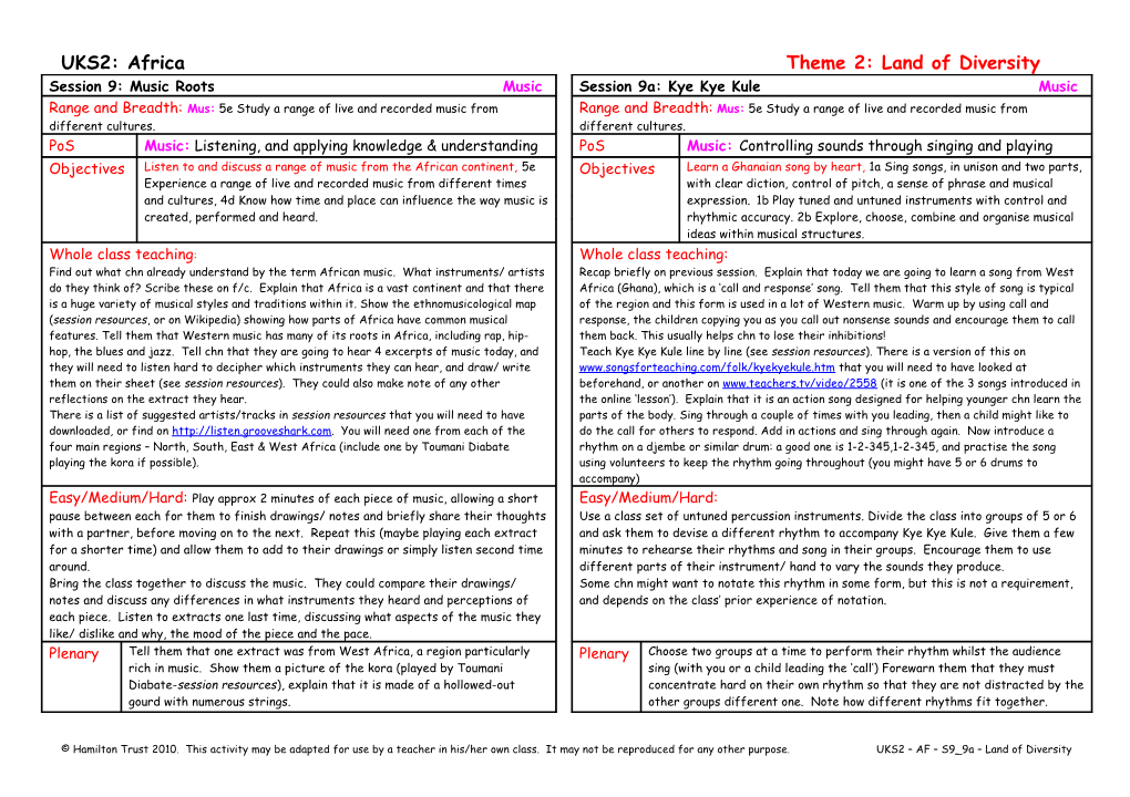 UKS2: Africa Theme 2: Land of Diversity