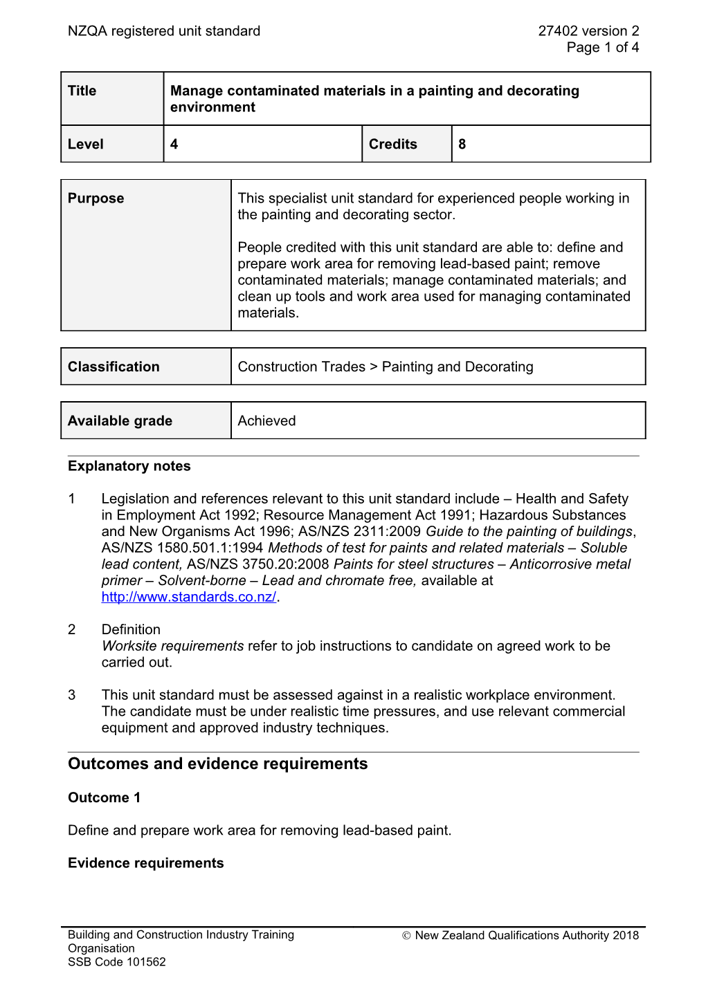 27402 Manage Contaminated Materials in a Painting and Decorating Environment