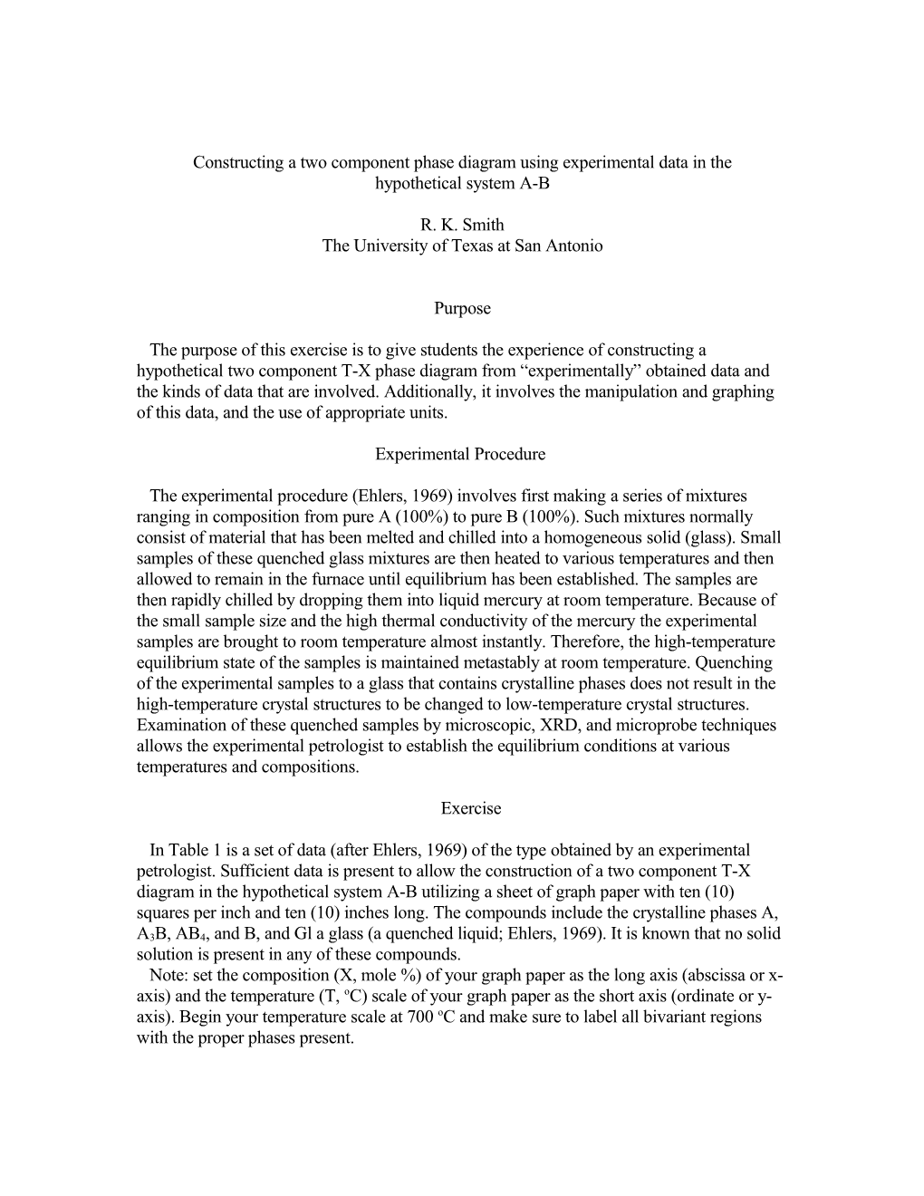 Constructing a Two Component Phase Diagram Using Experimental Data in The