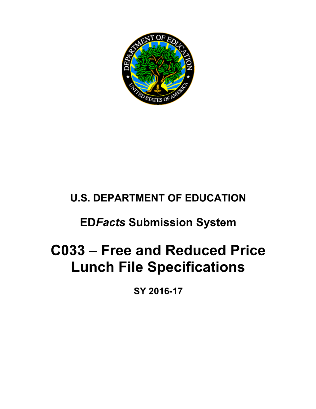 Free Reduced Price Lunch File Specifications (Msword)