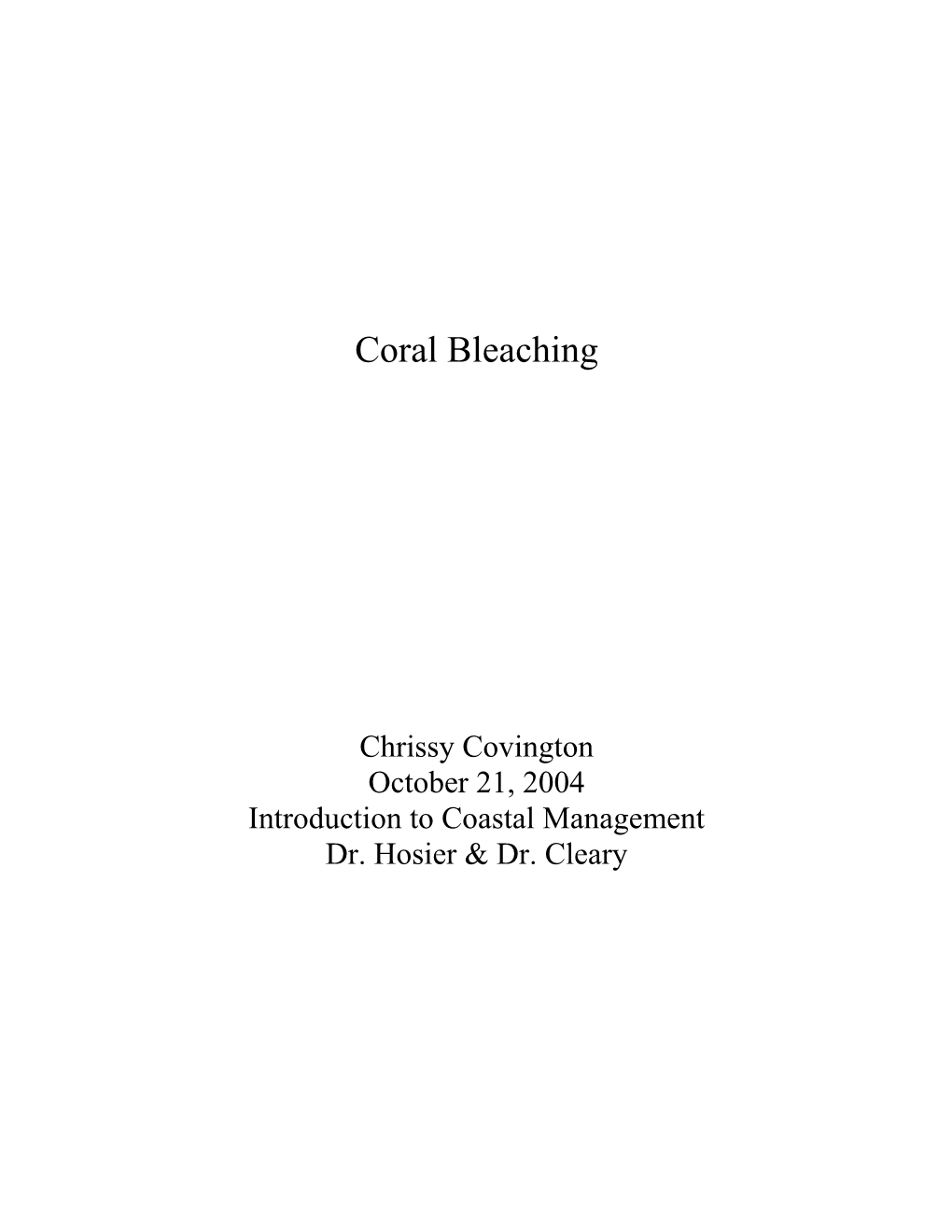 Coral Bleaching