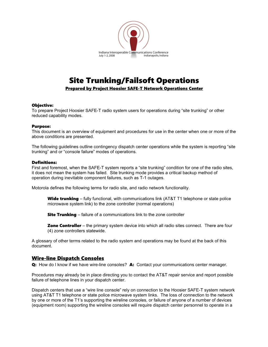 White Paper on Radio Operations in Reduced System Capability