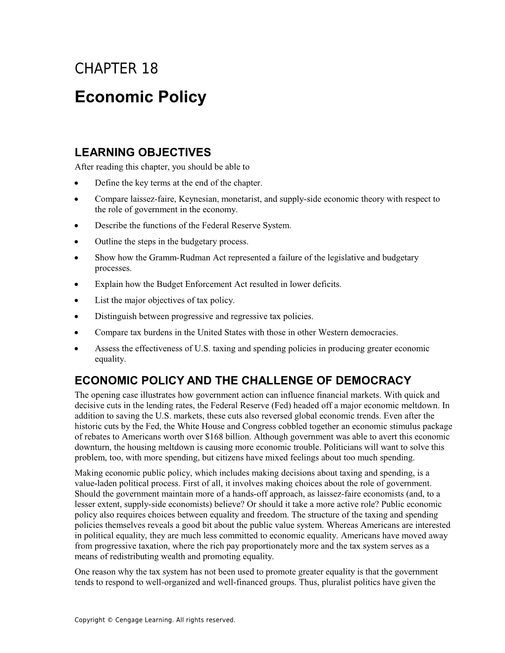 Chapter 18: Economic Policy 1