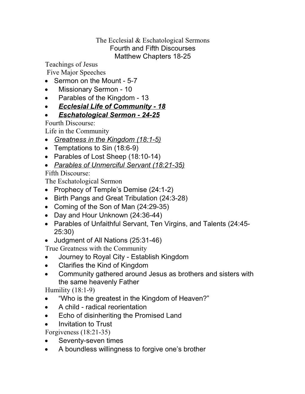 The Ecclesial & Eschatological Sermons