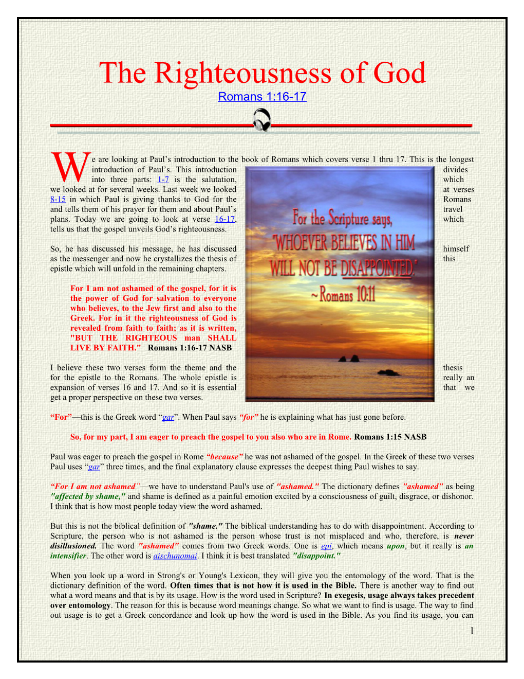 The Righteousness of God