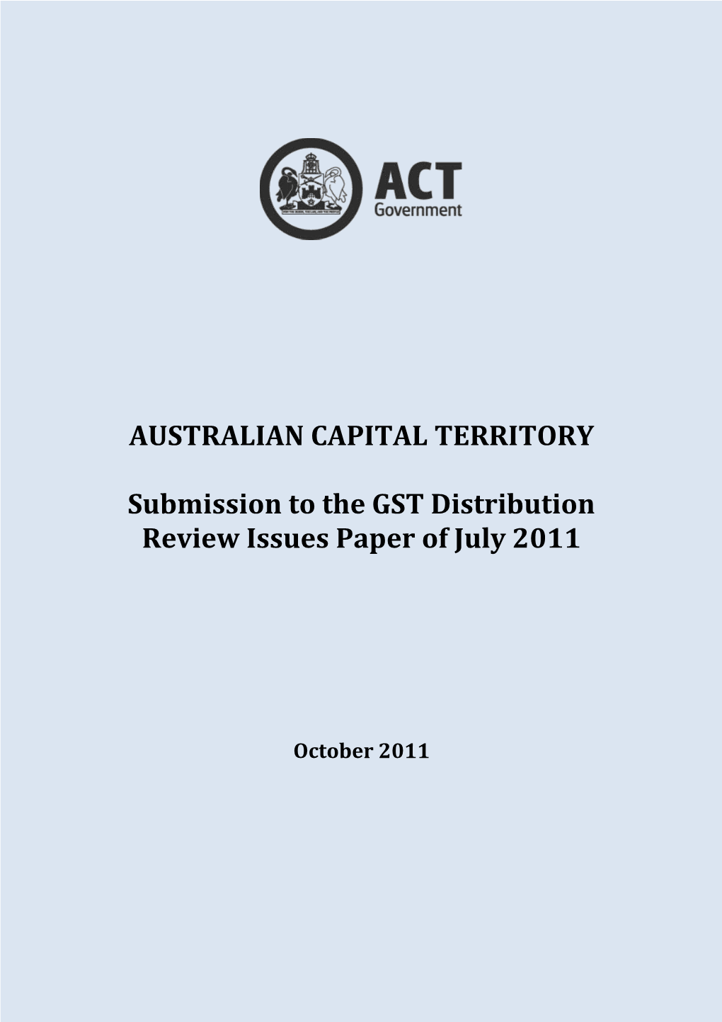 Submission to the GST Distribution Review Issues Paper of July 2011