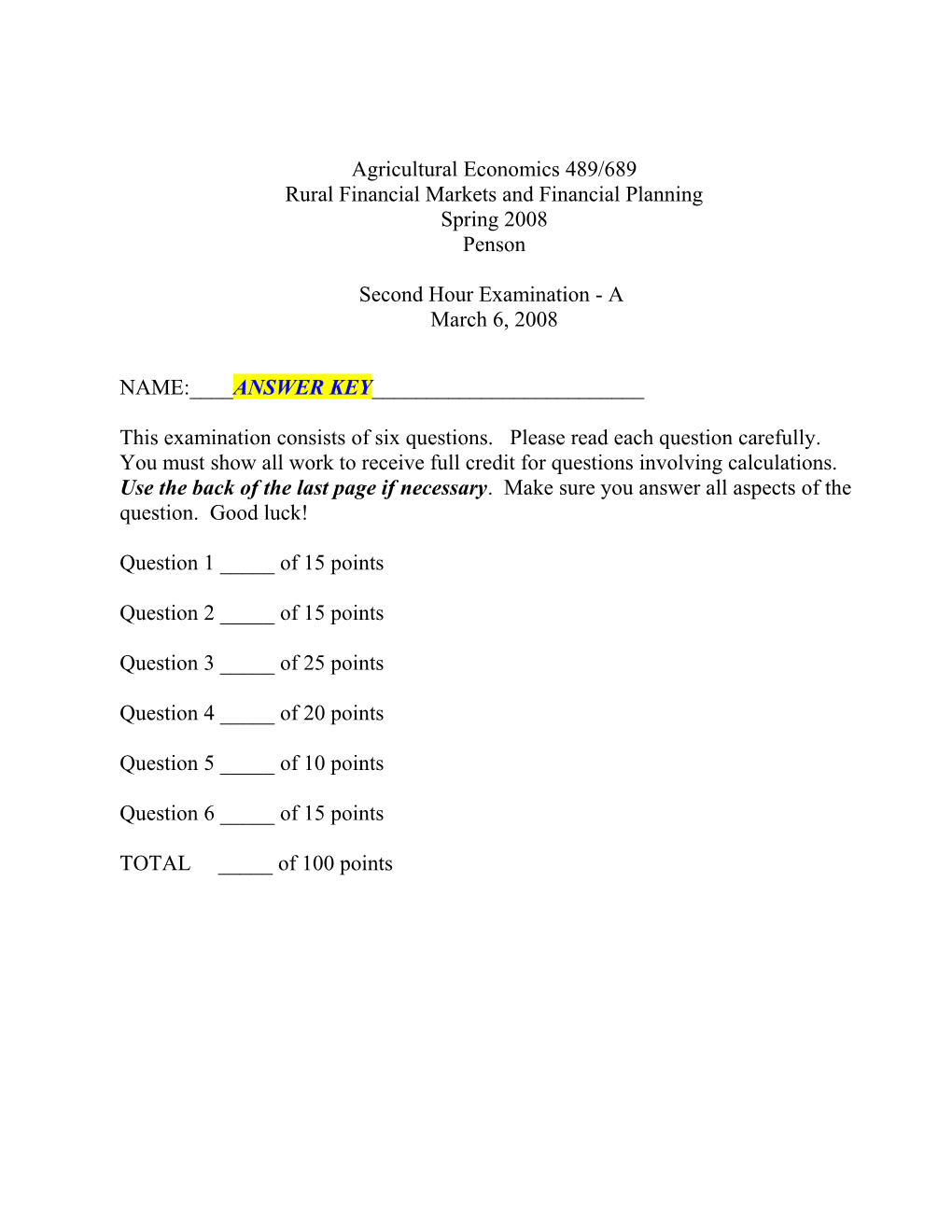 Agricultural Economics 489/689