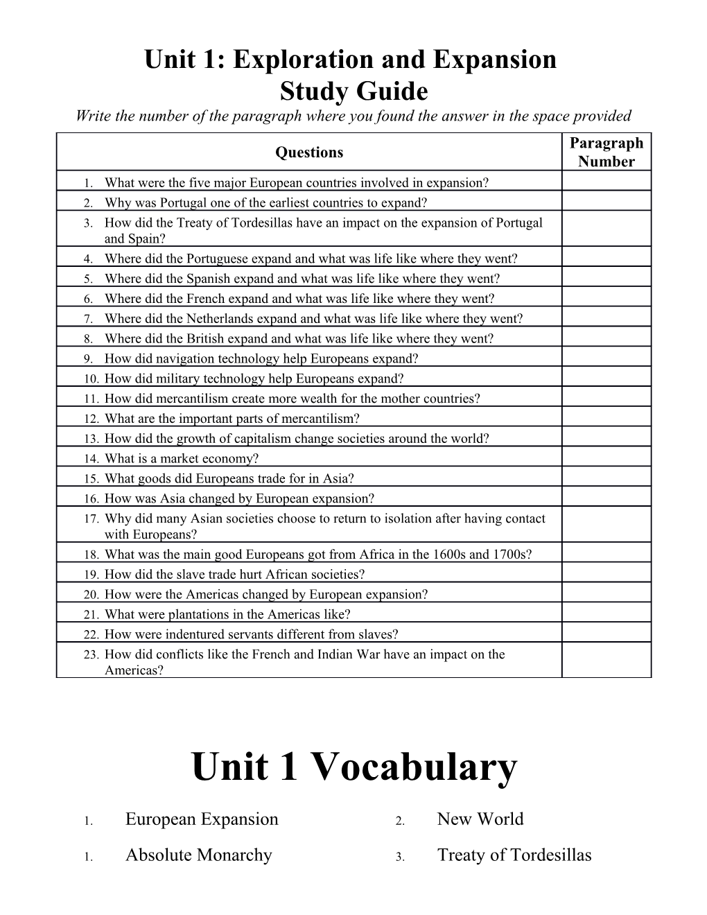 Unit 1: Exploration and Expansion