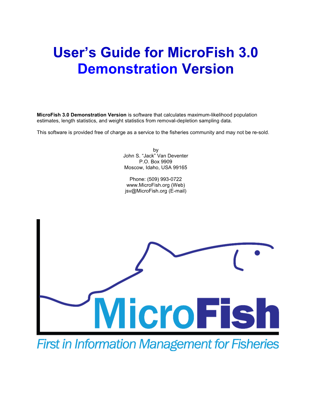User S Guide for Microfish 3.0 Demonstration Version