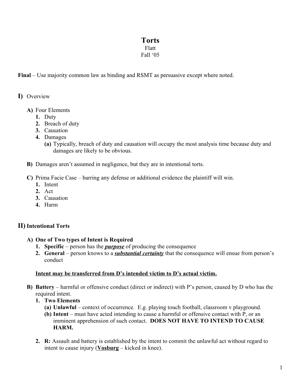 Final Use Majority Common Law As Binding and RSMT As Persuasive Except Where Noted