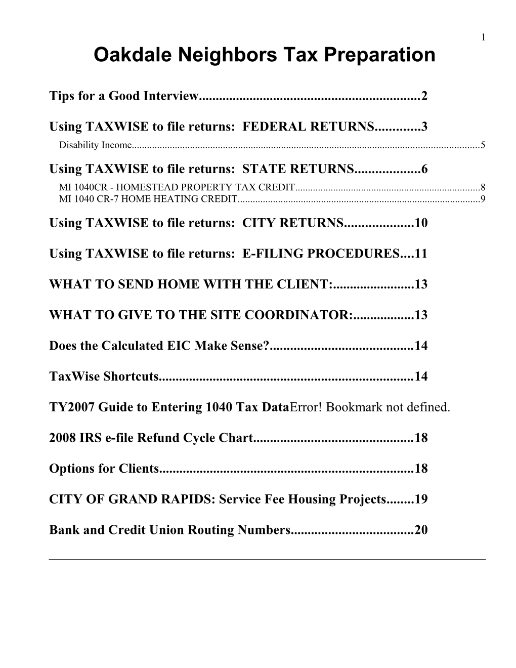 Using TAXWISE to File Returns: FEDERAL RETURNS