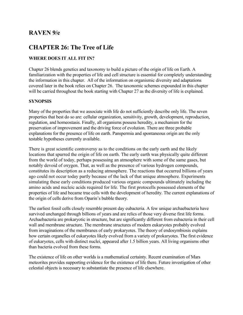 CHAPTER 26: the Tree of Life