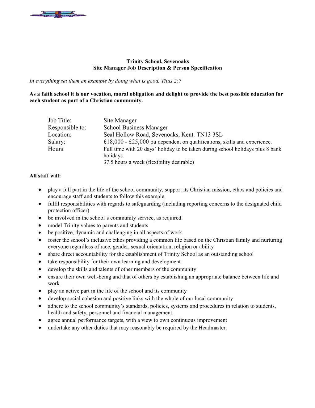 Site Manager Jobdescription Person Specification