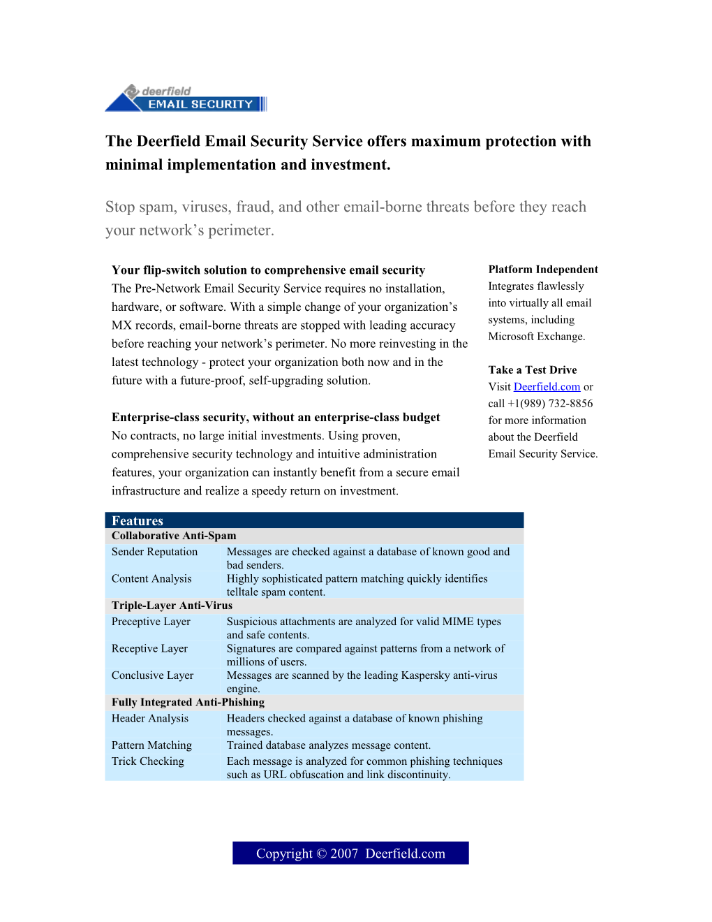 Deerfield Email Security Service