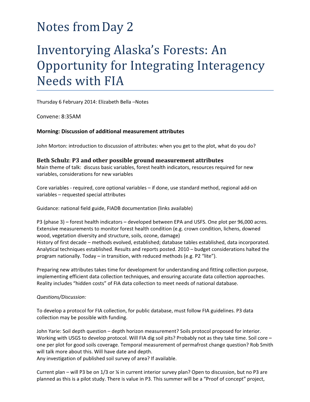 Integrating Interagency Needs FIA Meetingfebruary 6, 2014