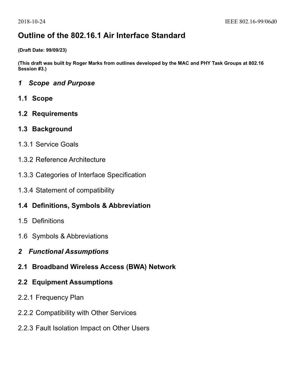 Outline of the 802.16.1 Air Interface Standard