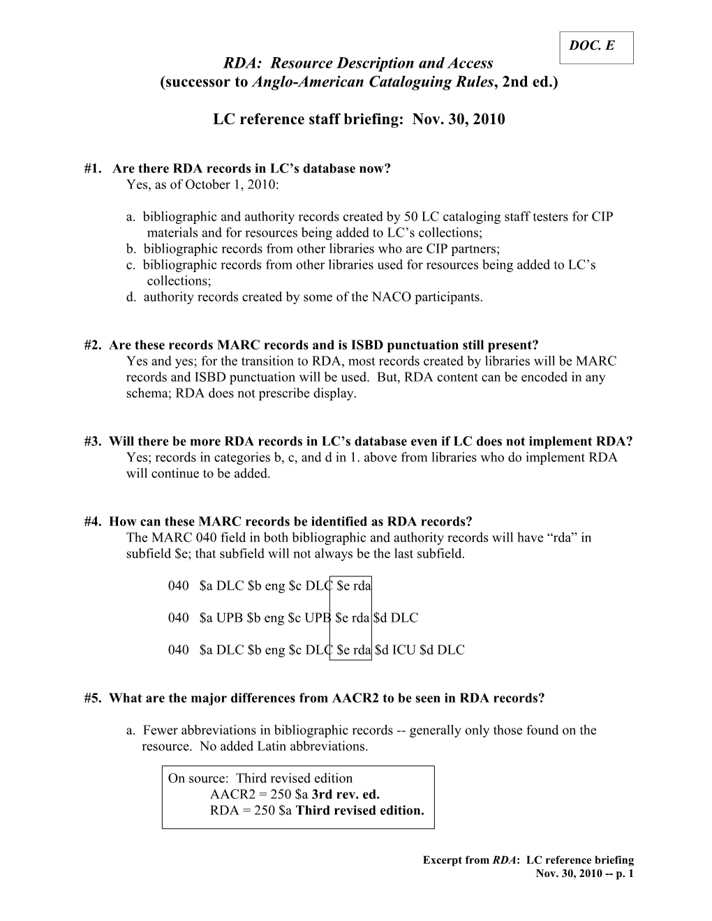 RDA: Resource Description and Access