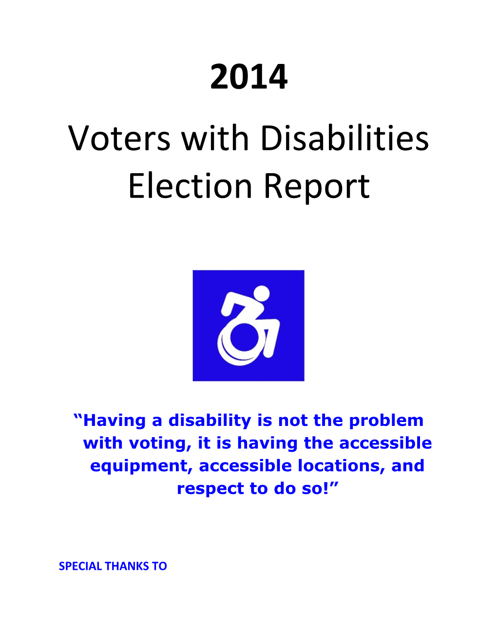 SABE 2014 Voters with Disabilities Election Report