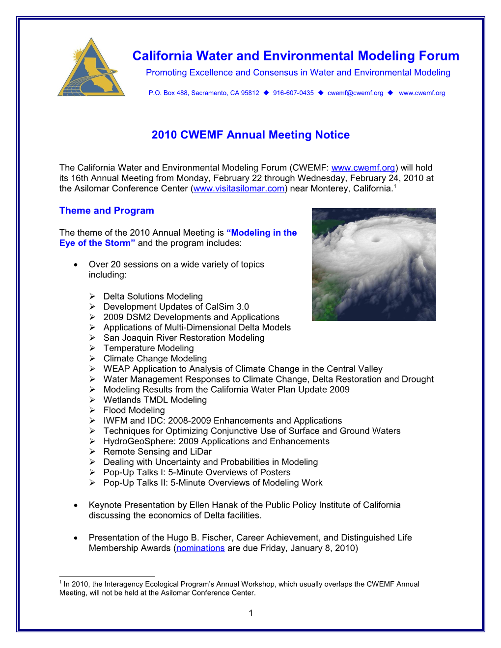 2010 CWEMF Annual Meeting Notice