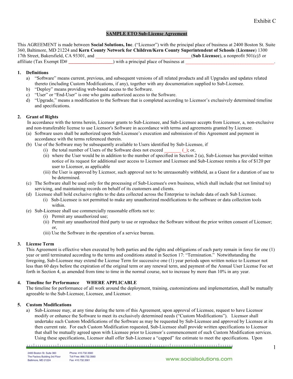 ETO Software Draft Sublicense Agreement