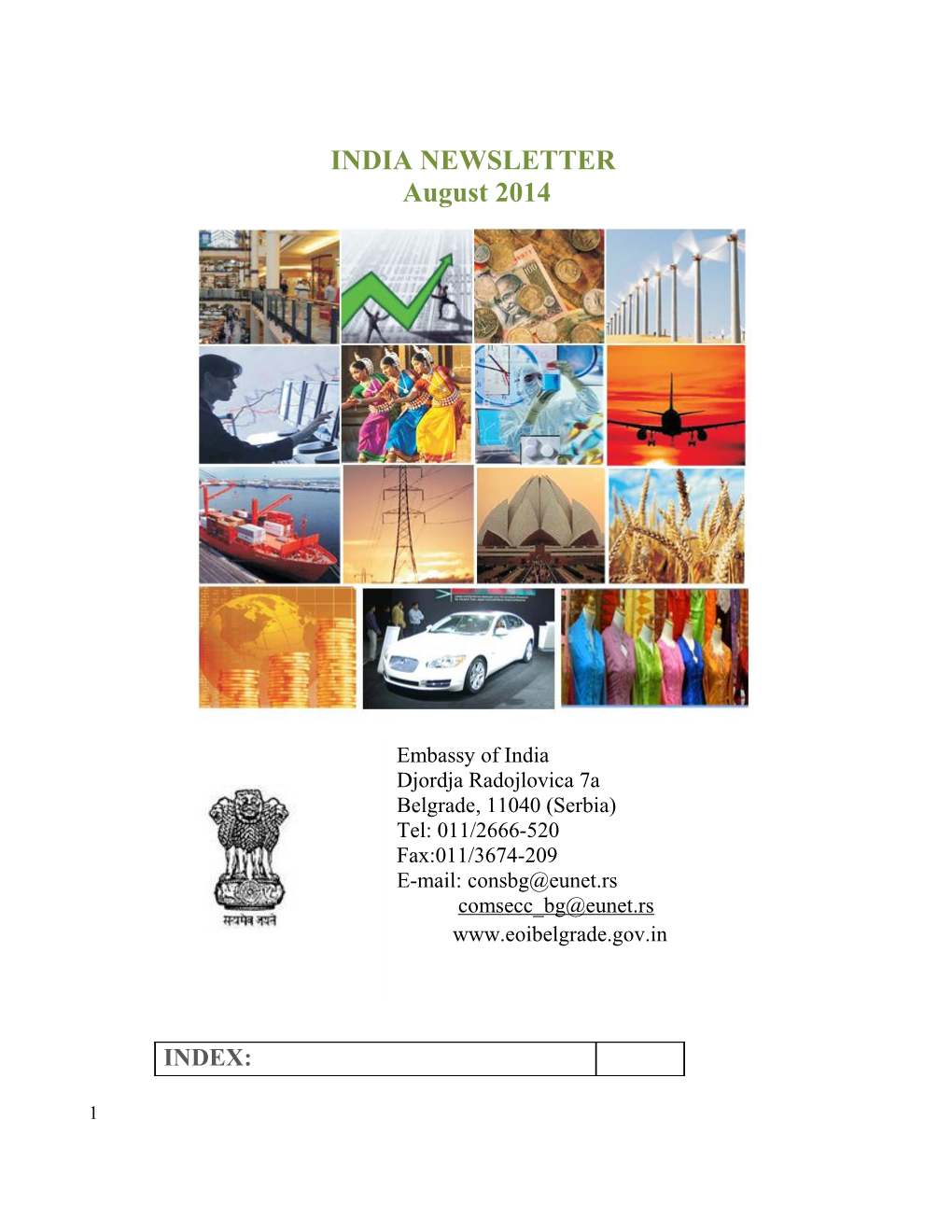 INDIA NEWSLETTER August2014