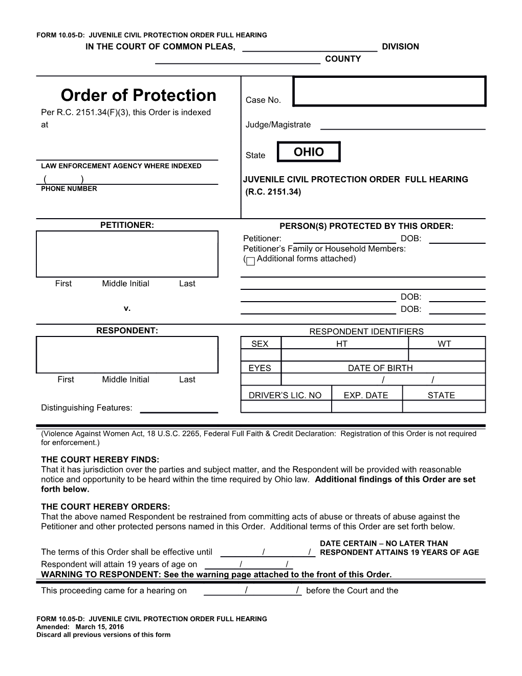 10.03-F Civil Stalking Protection Order (CSPO) Full Hearing