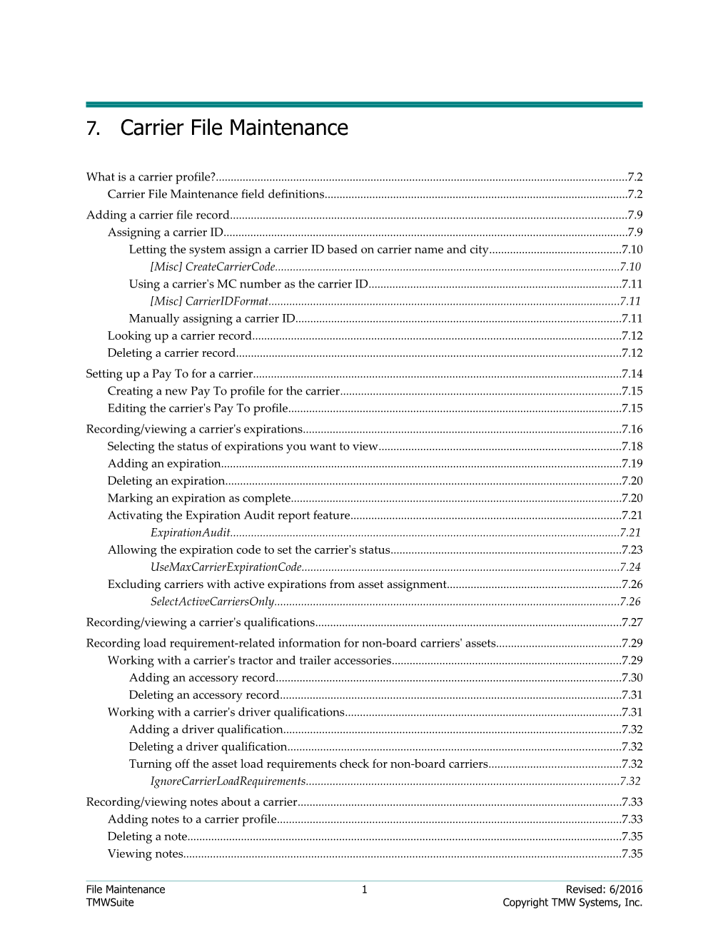 Carrier File Maintenance