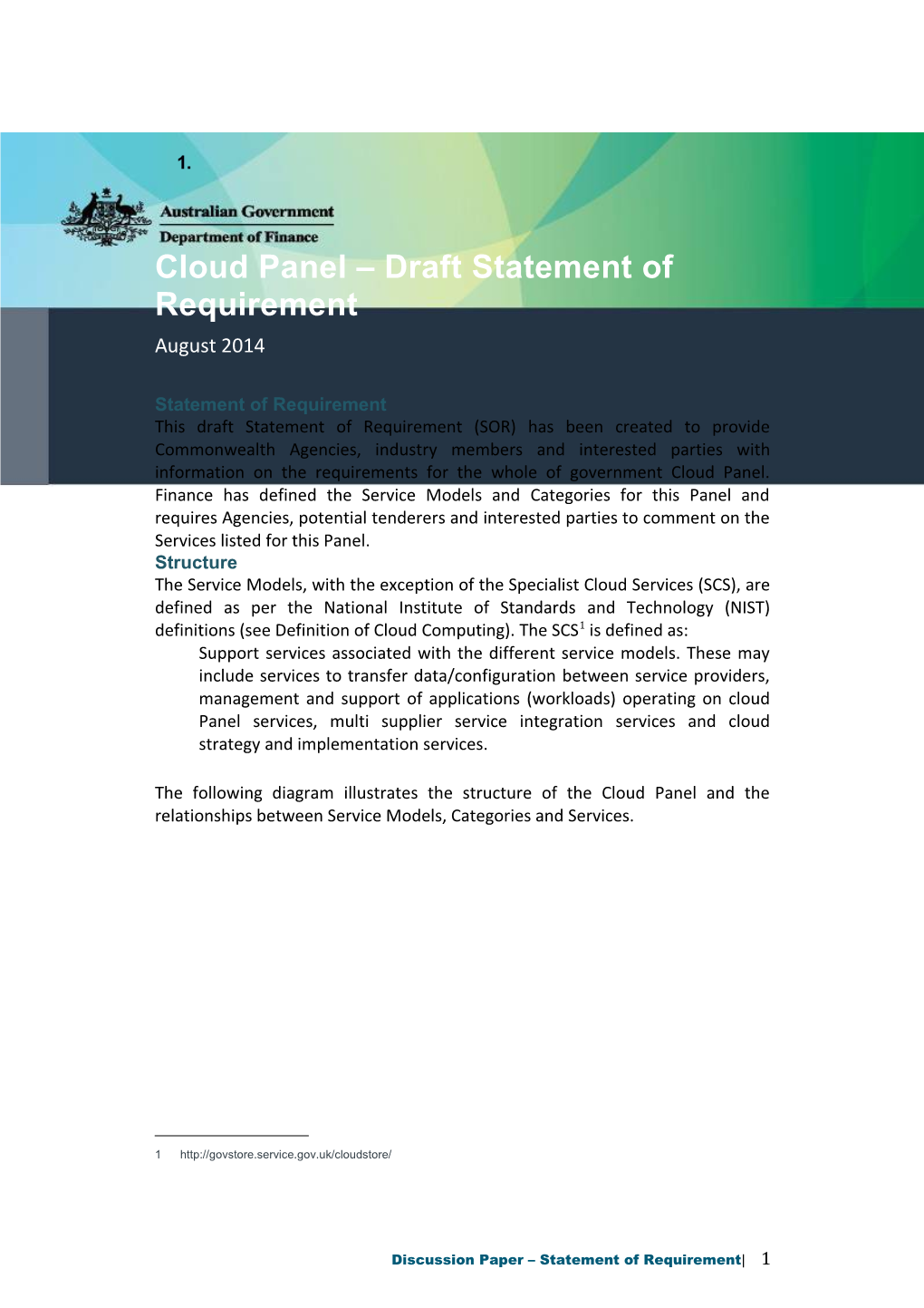 Cloud Panel Draft Statement of Requirement