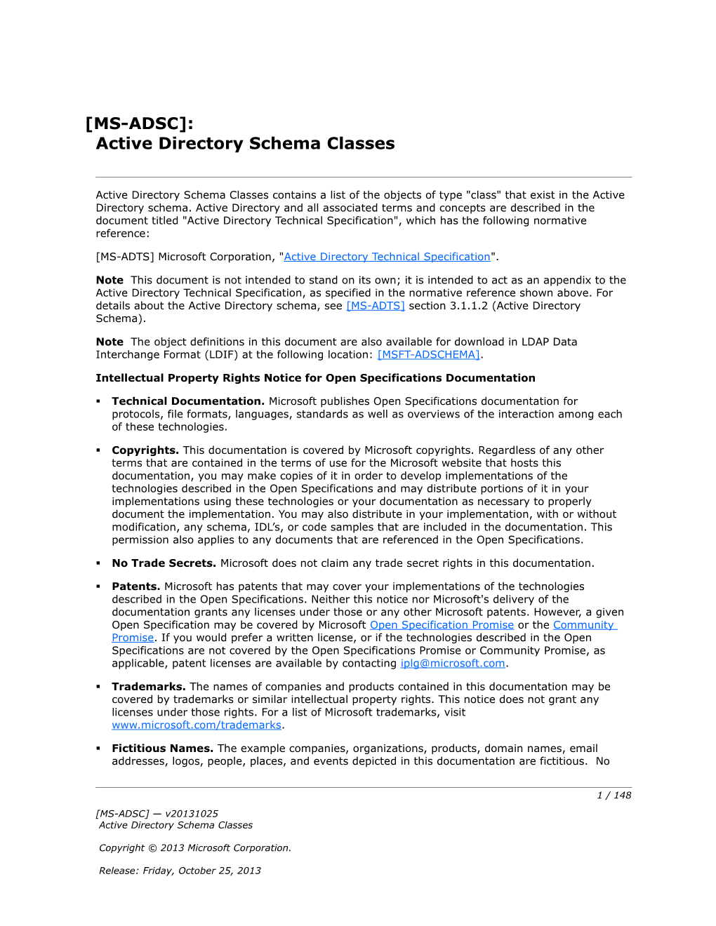 MS-ADSC : Active Directory Schema Classes