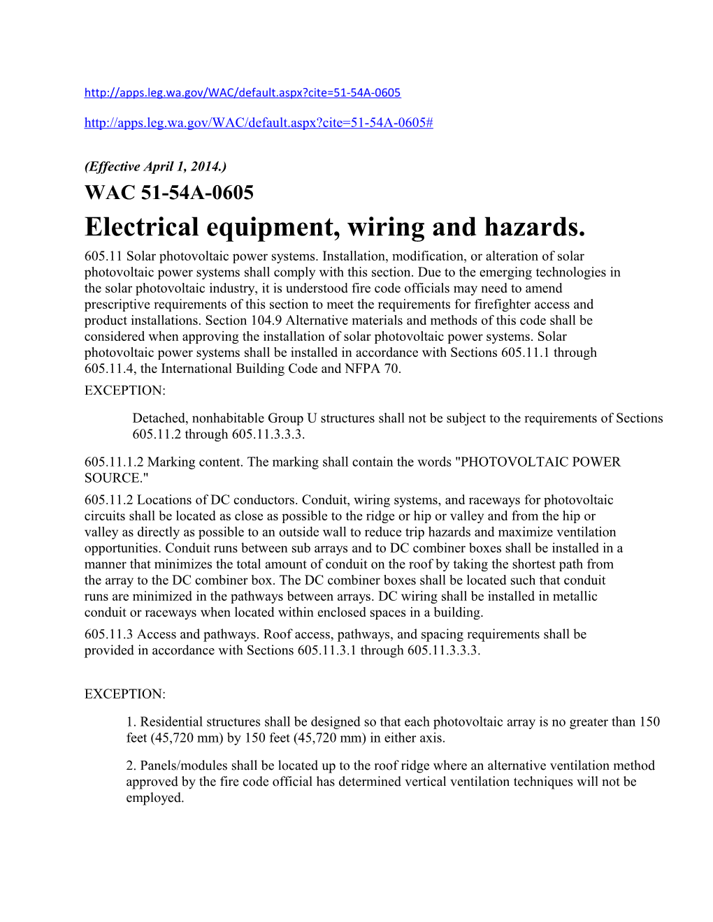 Electrical Equipment, Wiring and Hazards