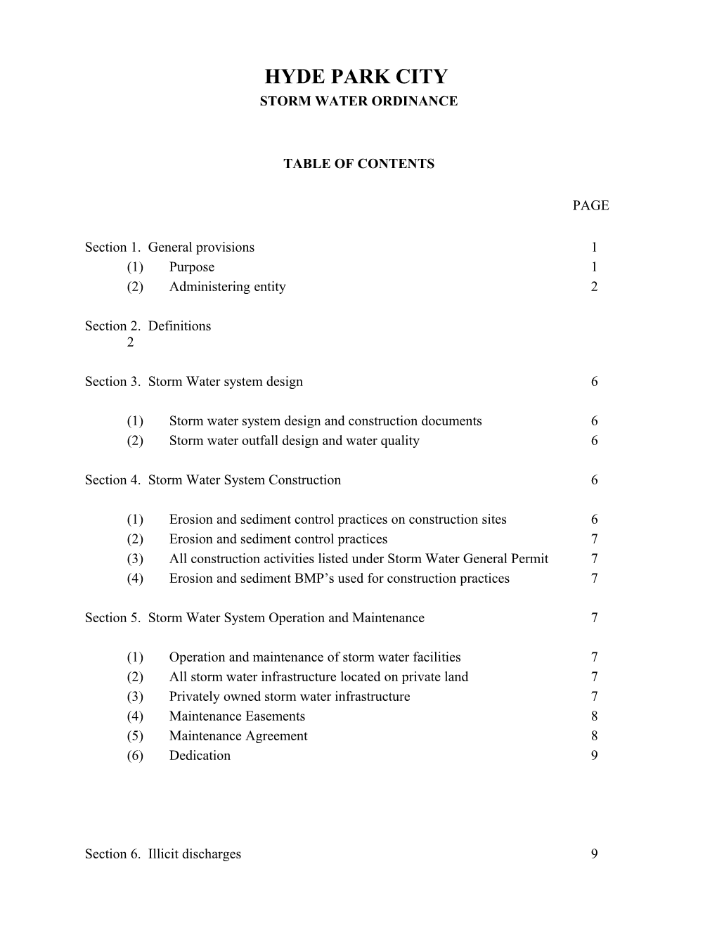 Model Stormwater Ordinance