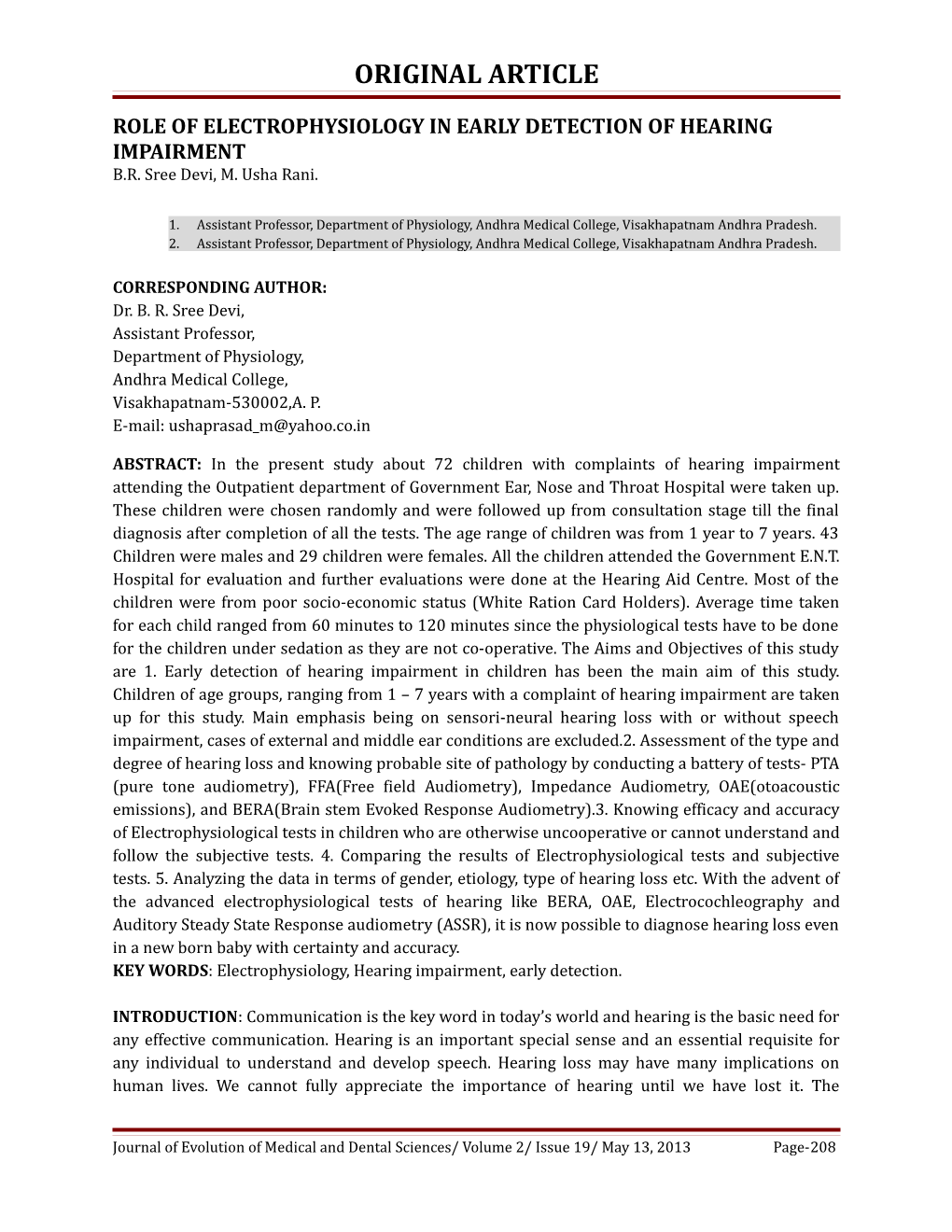 Role of Electrophysiology in Early Detection of Hearing Impairment