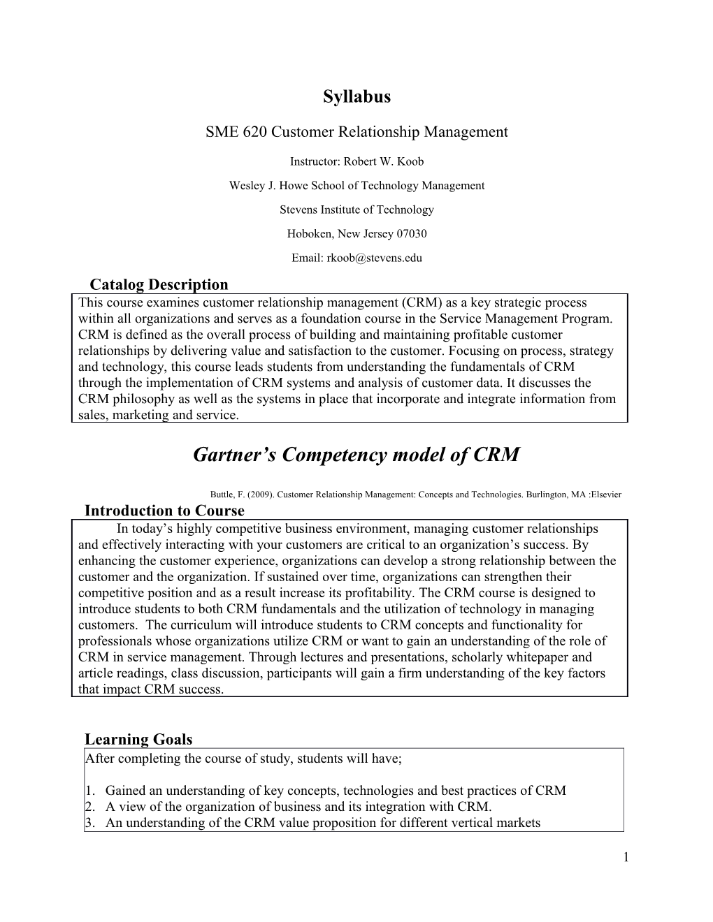 SME 620 Customer Relationship Management