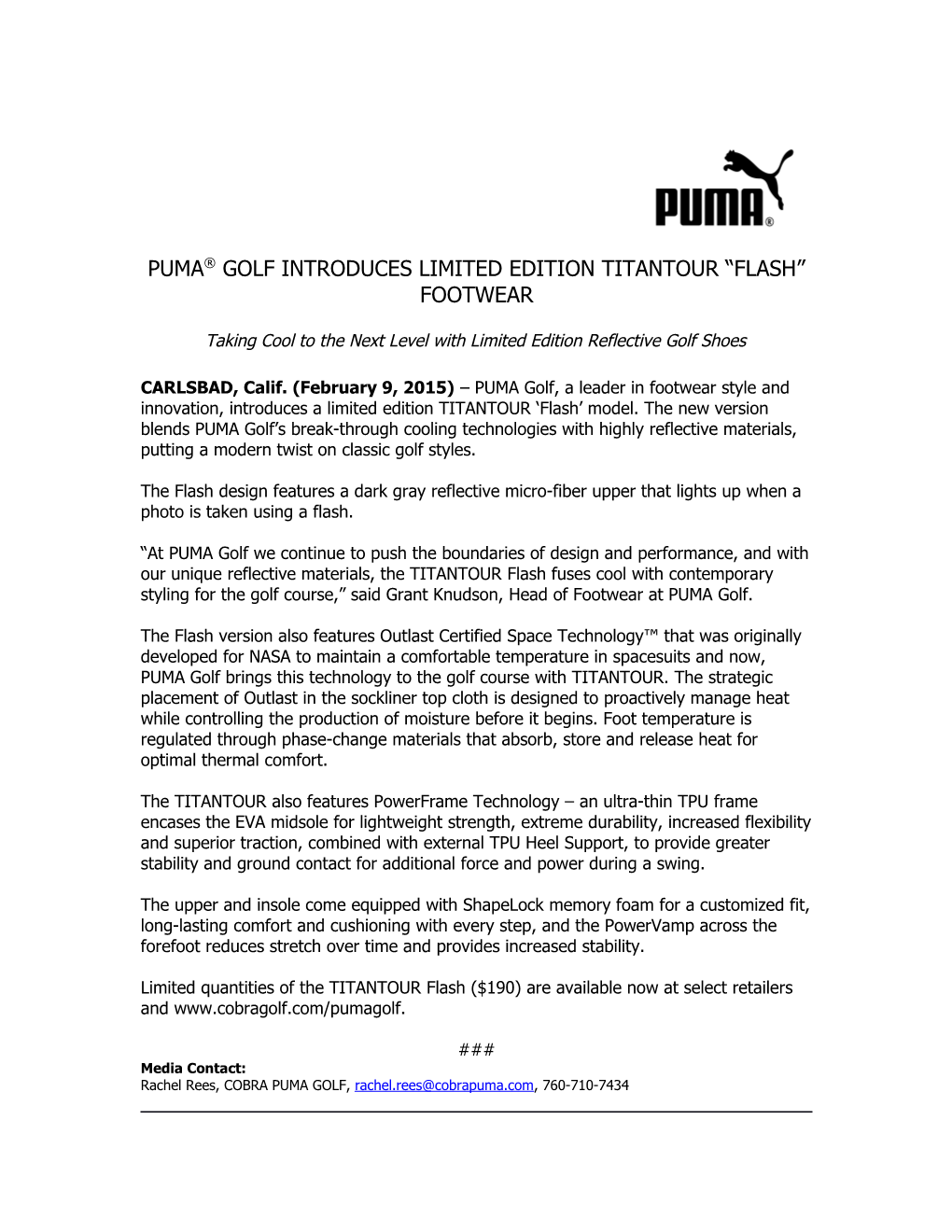 Puma Golf Introduces Limited Edition Titantour Flash Footwear