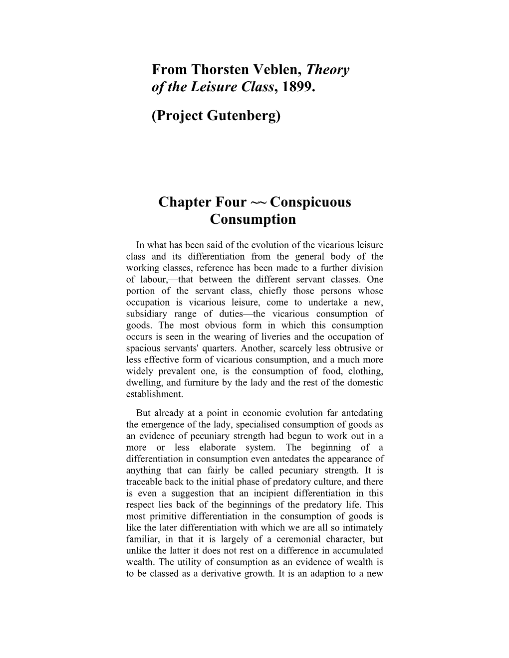 Chapter Four Conspicuous Consumption