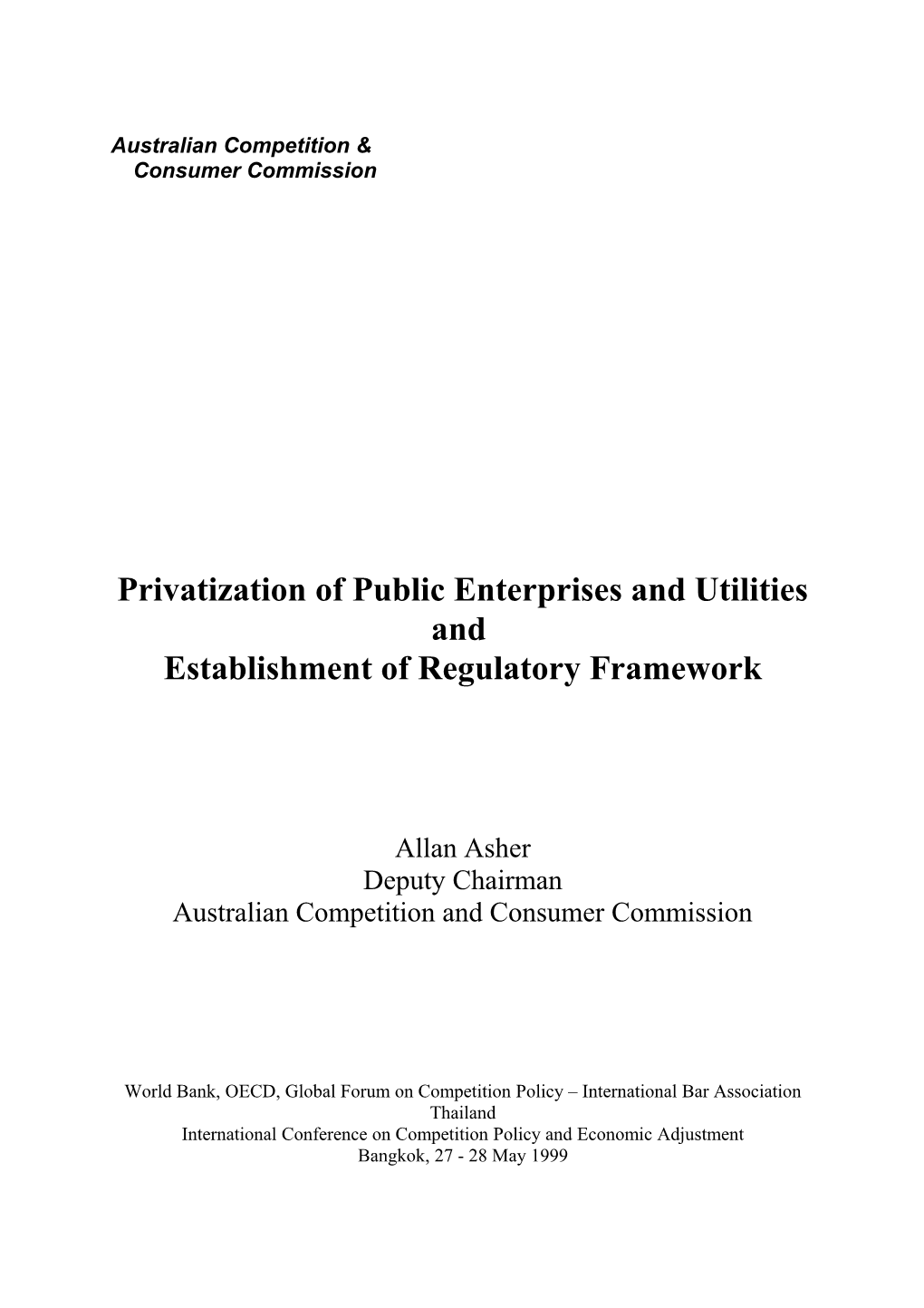 Privatization of Public Enterprises and Utilities And