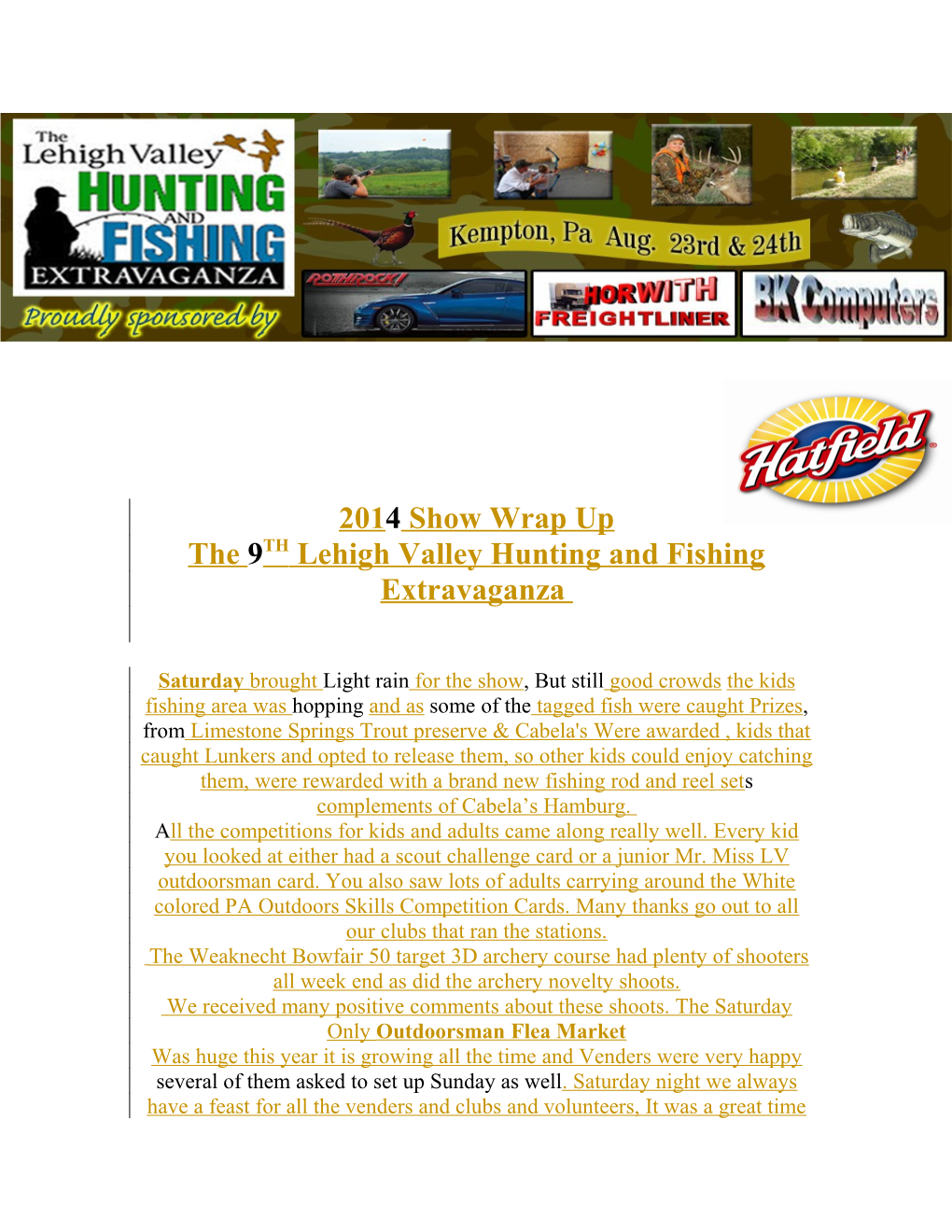 The 9TH Lehigh Valley Hunting and Fishing Extravaganza