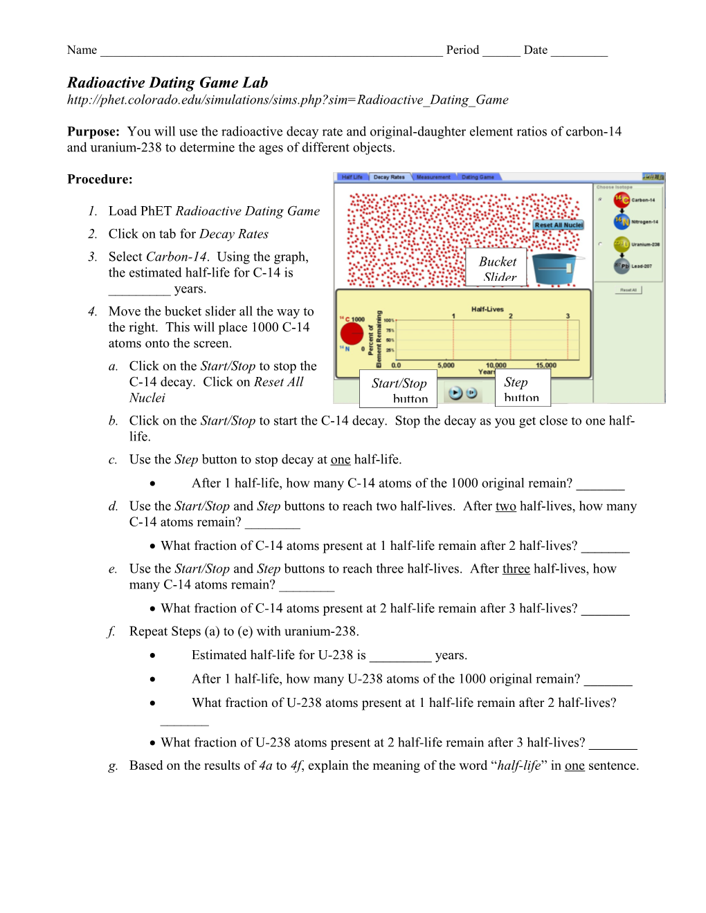 Radioactive Dating Game Lab