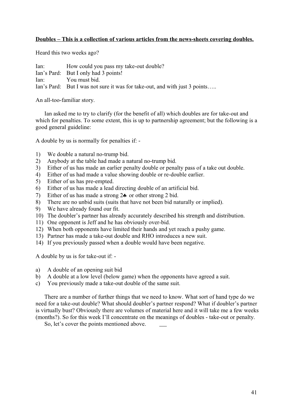 Doubles This Is a Collection of Various Articles from the News-Sheets Covering Doubles