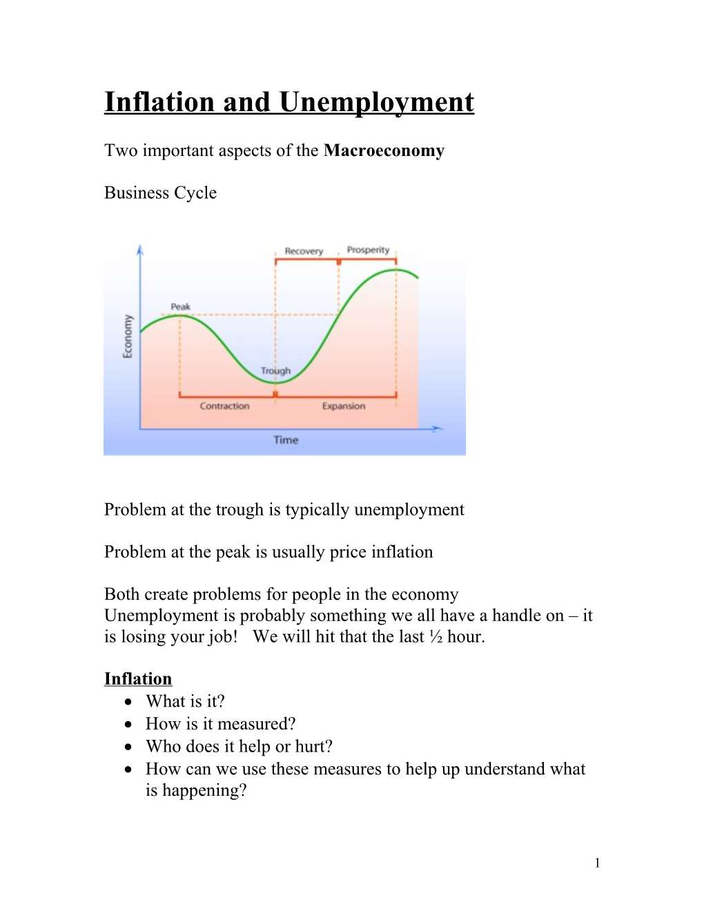 Inflation and Unemployment