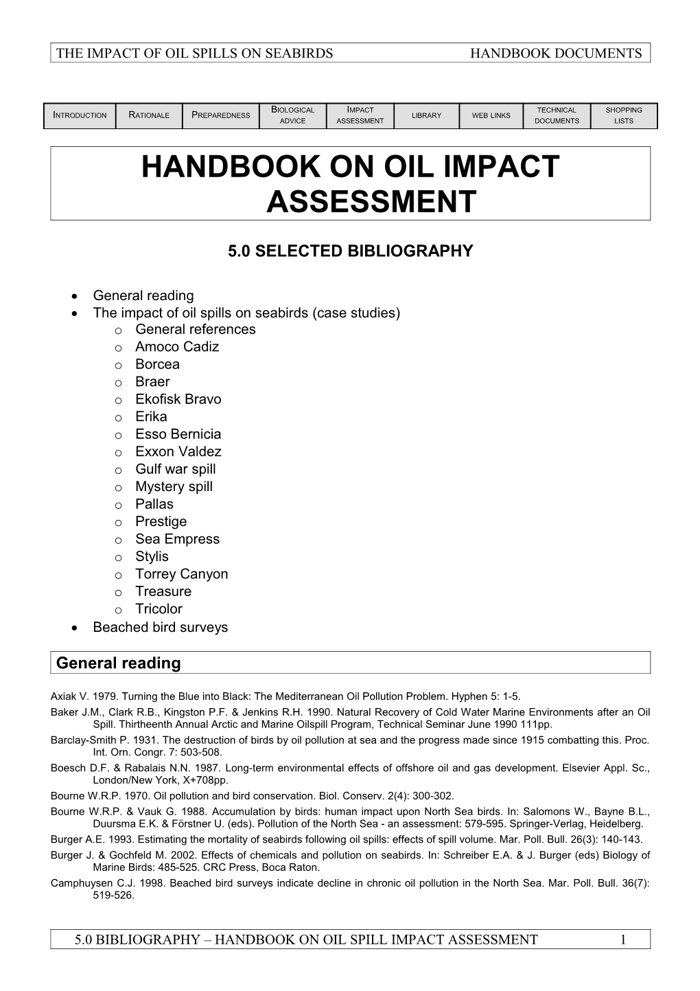 The Impact of Oil Spills on Seabirdshandbook Documents
