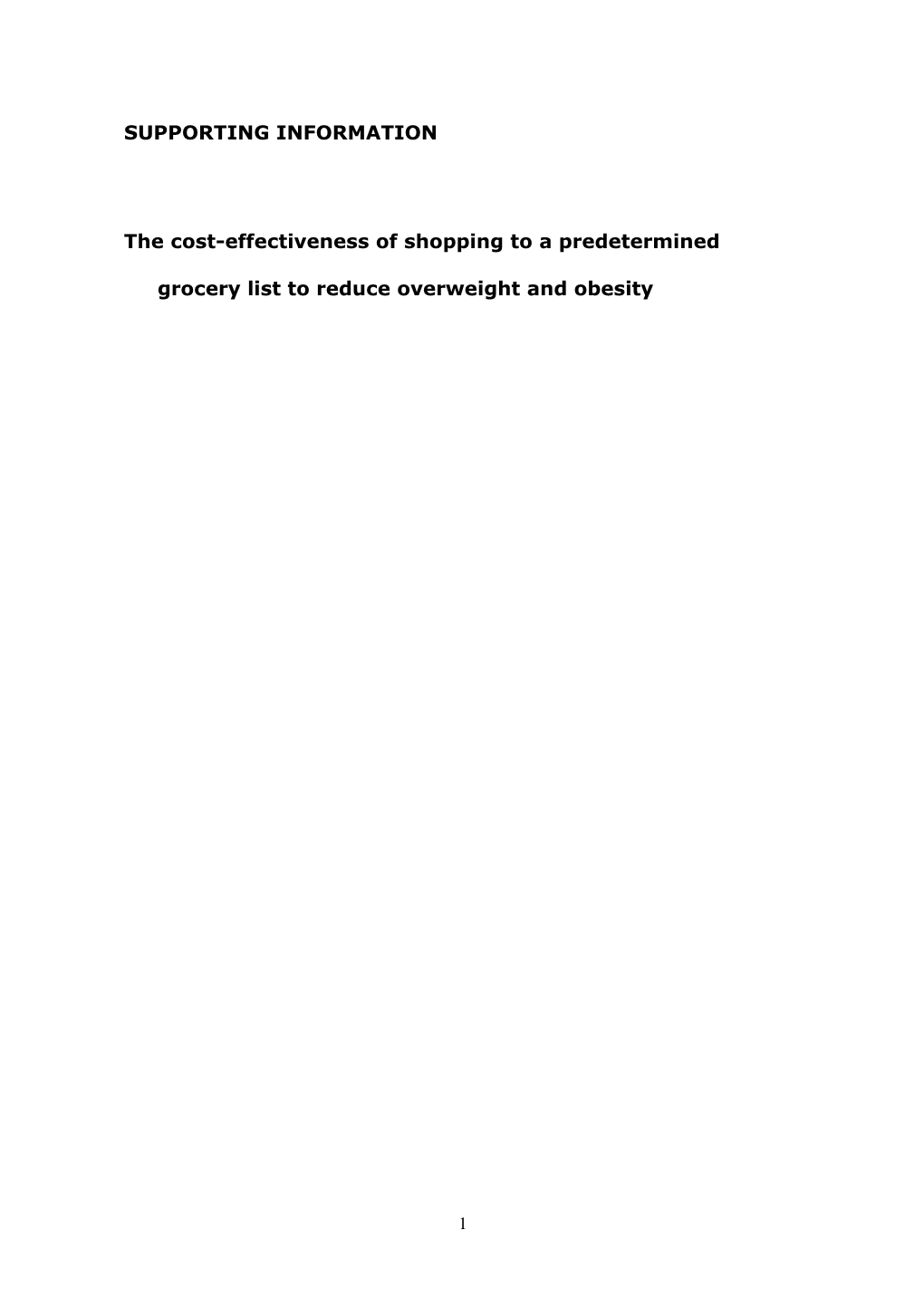 The Cost-Effectiveness of Shopping to a Predetermined Grocery List to Reduce Overweight