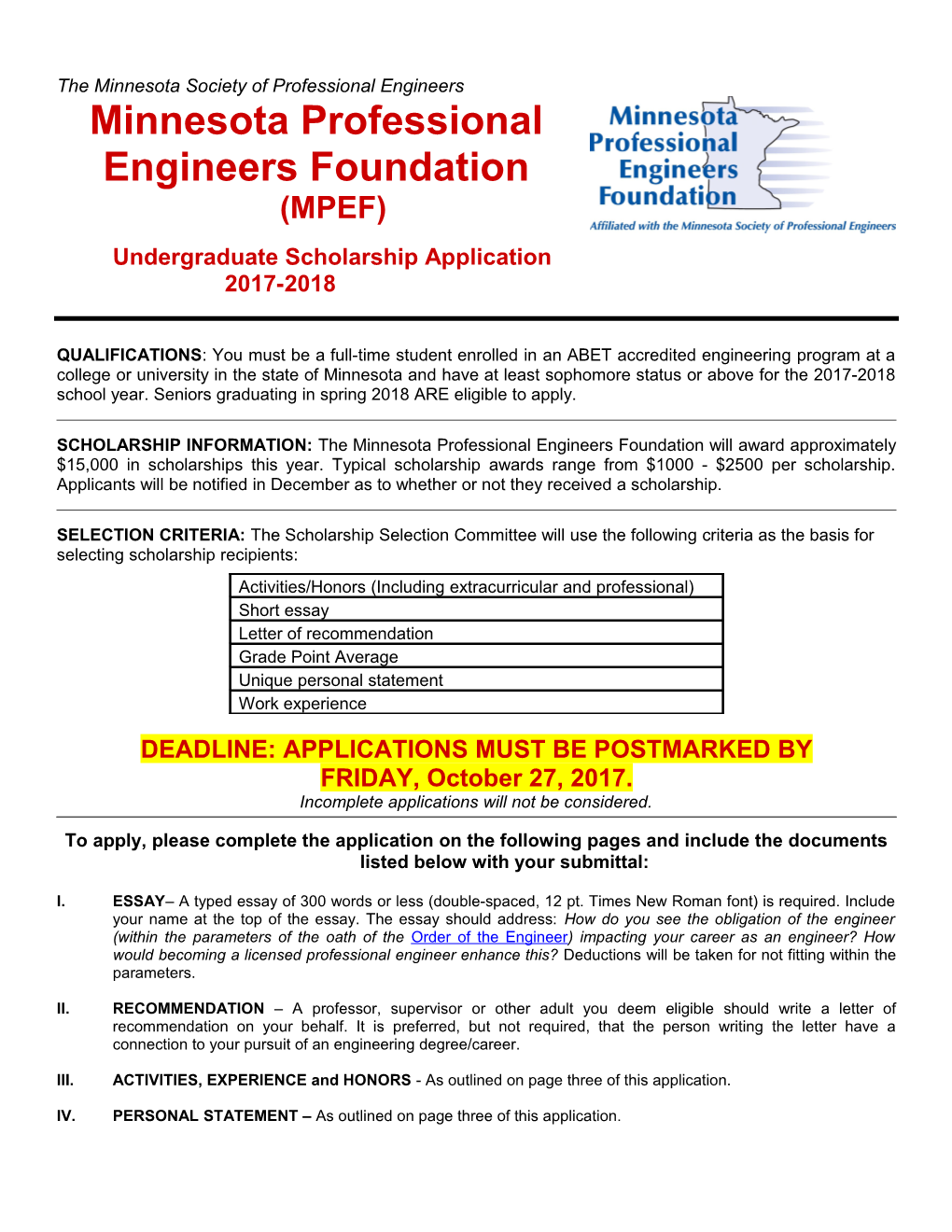 Minnesota Professional Engineers Foundation (Mpef)