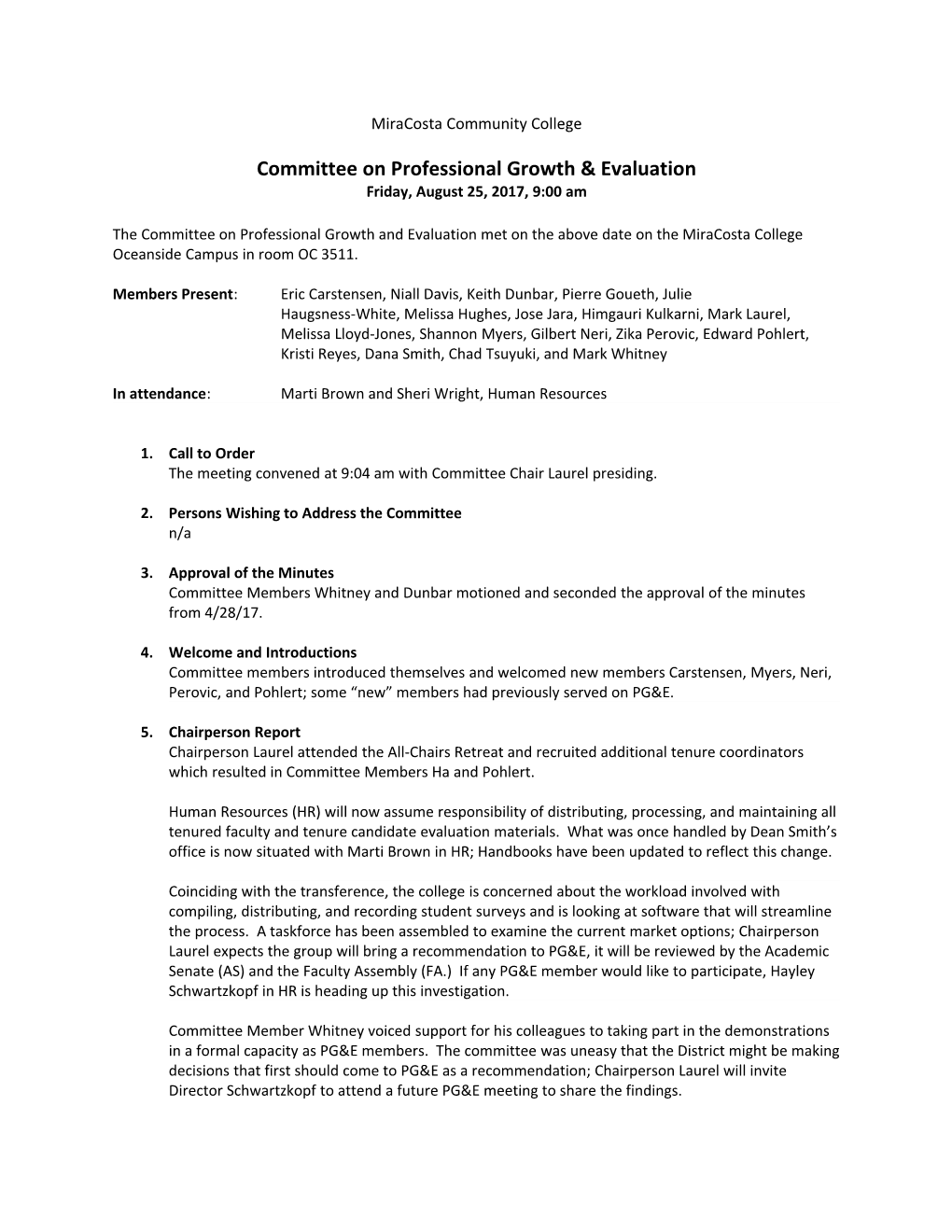 Committee on Professional Growth & Evaluation