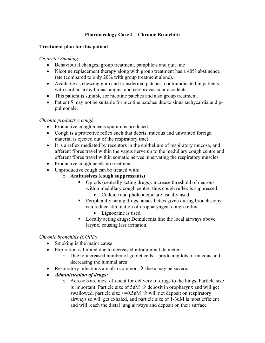 Pharmacology Case 4 Chronic Bronchitis