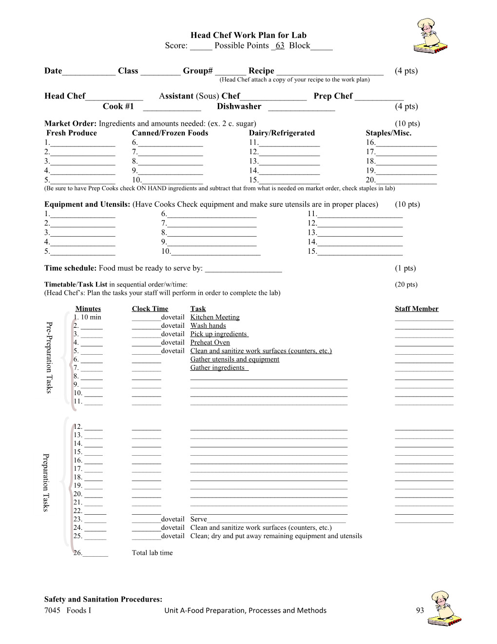 Lab Work Plan