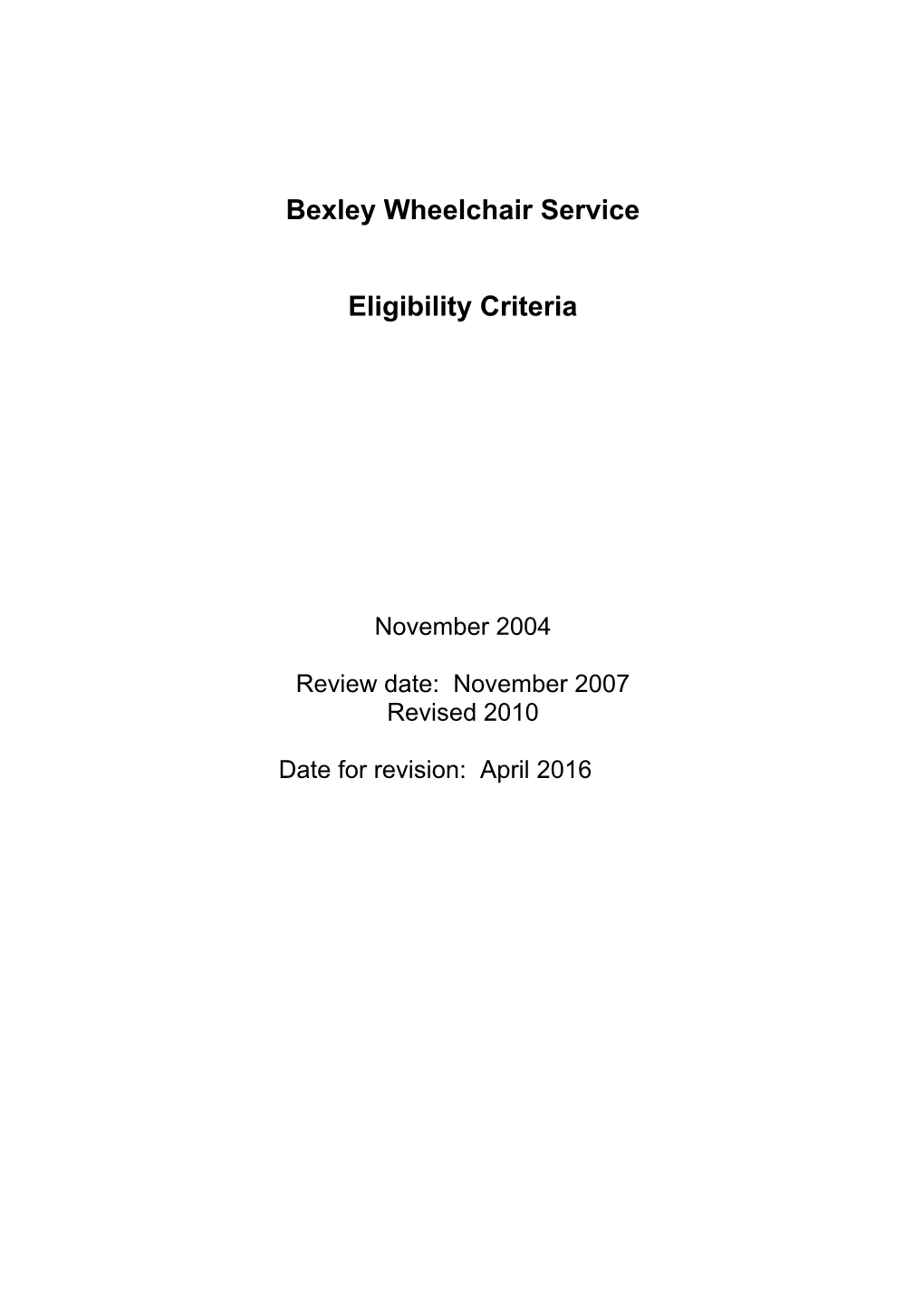 Bexley Wheelchair Service