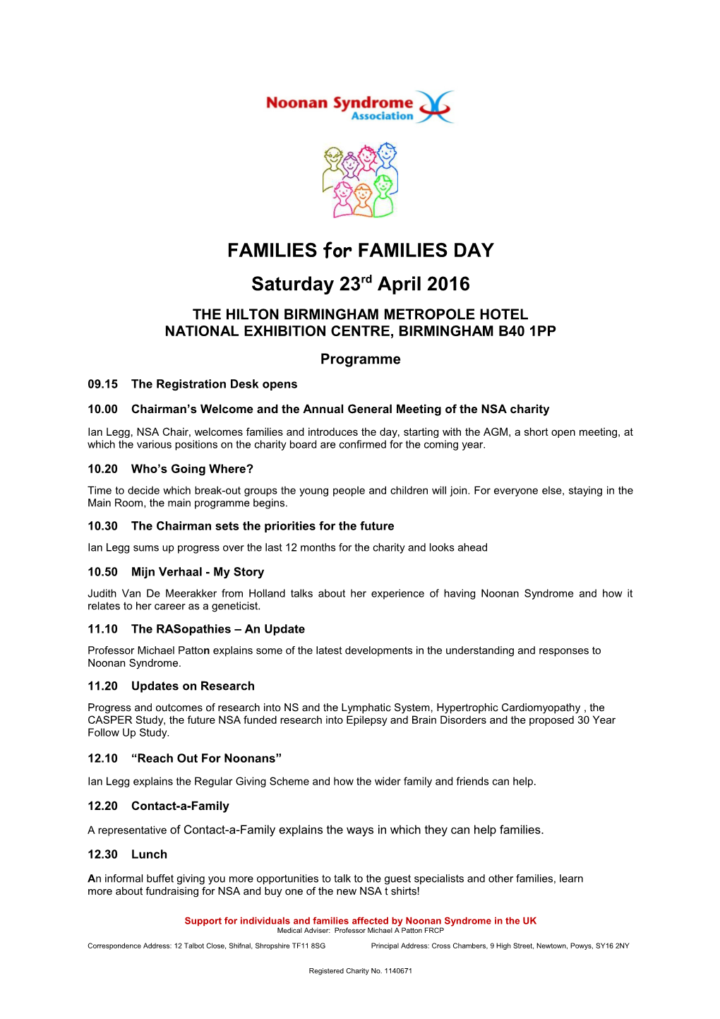 FAMILIES for FAMILIES DAY