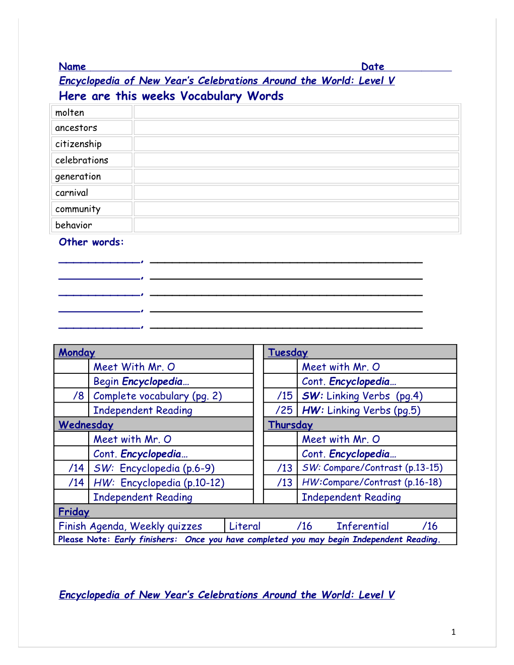 Encyclopedia of New Year S Celebrations Around the World: Level V